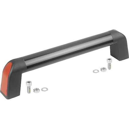 Tubular Handle Bighand, A=300, L=333,4 Aluminum Black Grey Powder-Coated, Comp: Plastic, Black ,